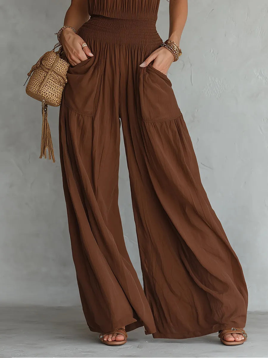 Boho Halter Neck Sleeveless Wide Leg Jumpsuit