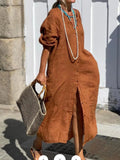 Burnt Orange Button Up Dress