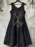Vintage Tree Of Life Celtic Embroidered Linen Dress