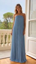 Strapless Plissé Pleated Maxi Dress - Elegant Tube Bandeau Evening Gown