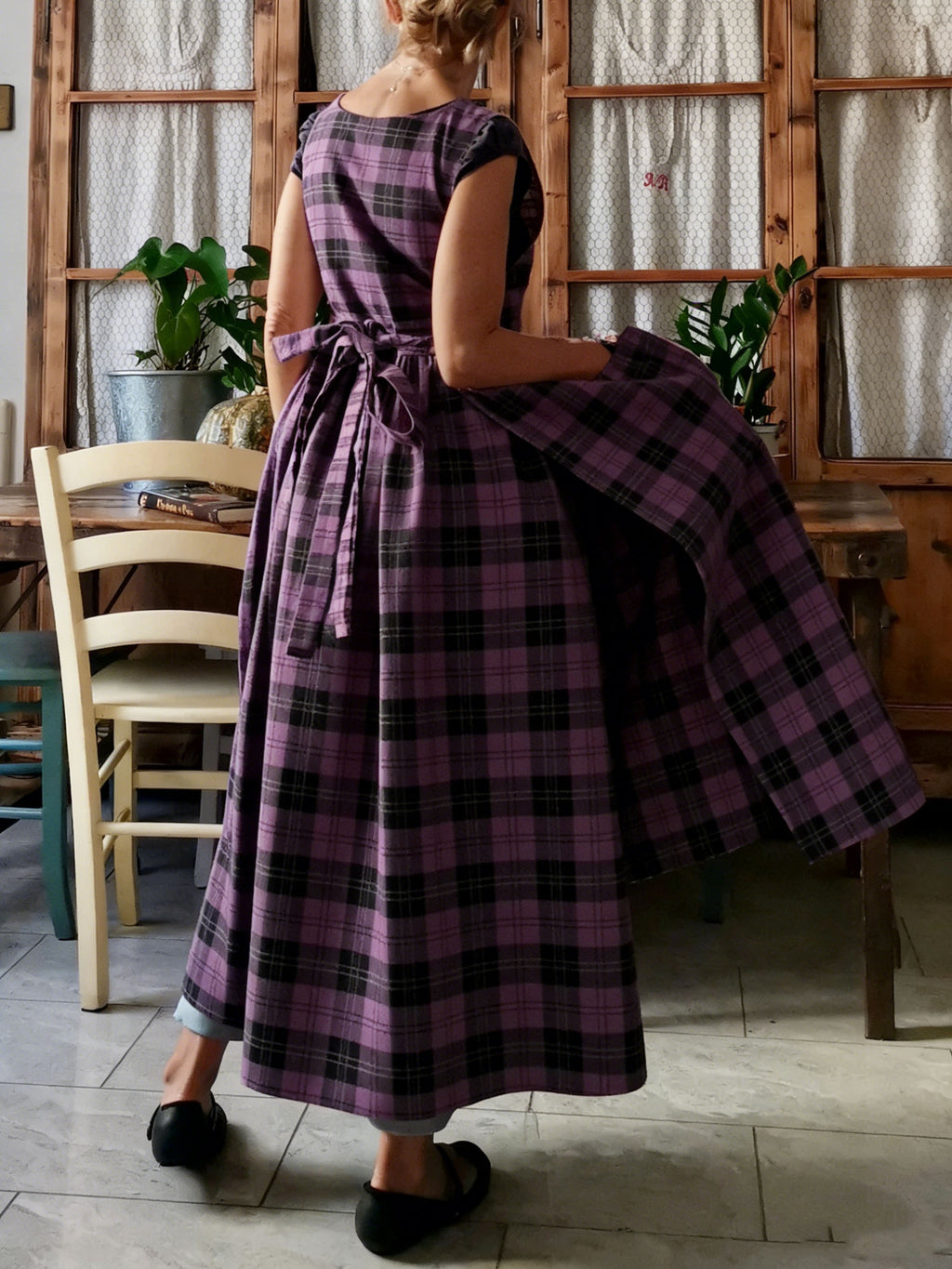 Bold Purple & Black Plaid Apron
