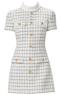 Short Sleeve Button Detail Dress White