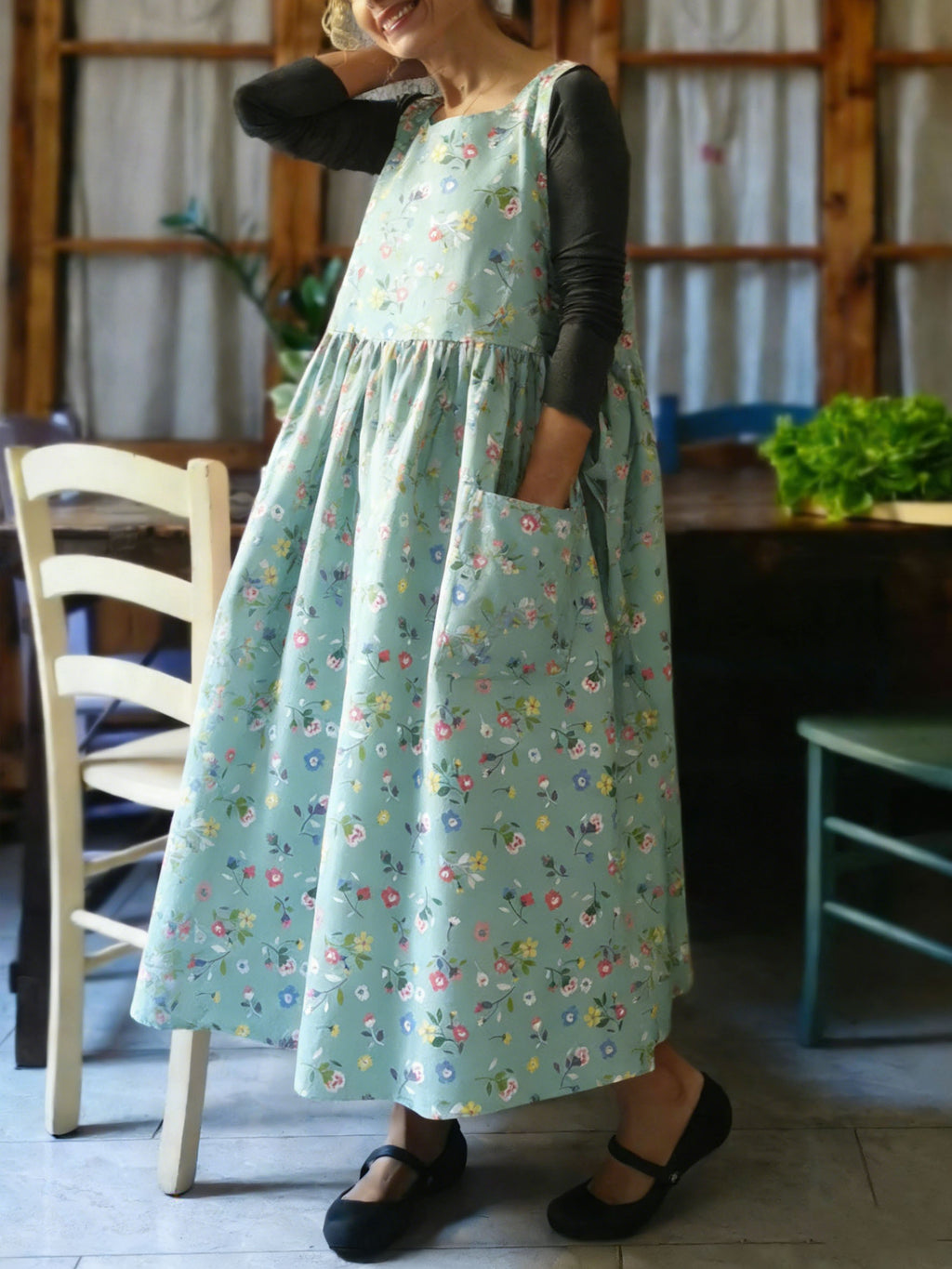 Soft Mint Floral Apron