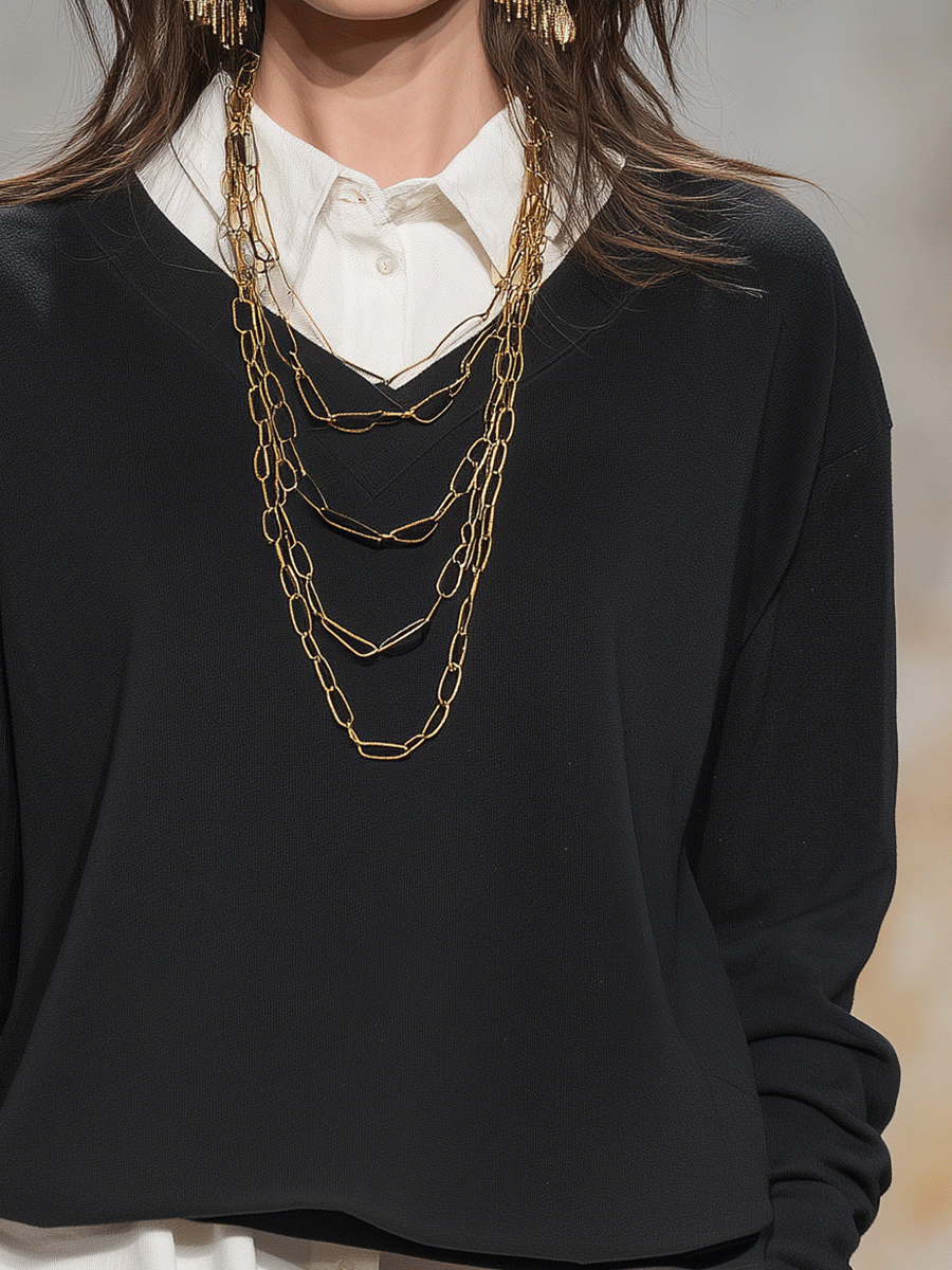 Stylish And Minimalist Black Shirt Layered Over A White Shirt