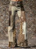 Women's Vintage Ethnic Collage Floral Hippie Art Prints Casual  Flared Pants