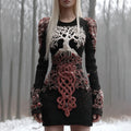 Women's Viking Celtic Knot Tree Of Life Artistic Chunky Knit Mini Skirt