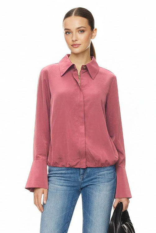 FRONT ZIP BELL CUFFS BLOUSE