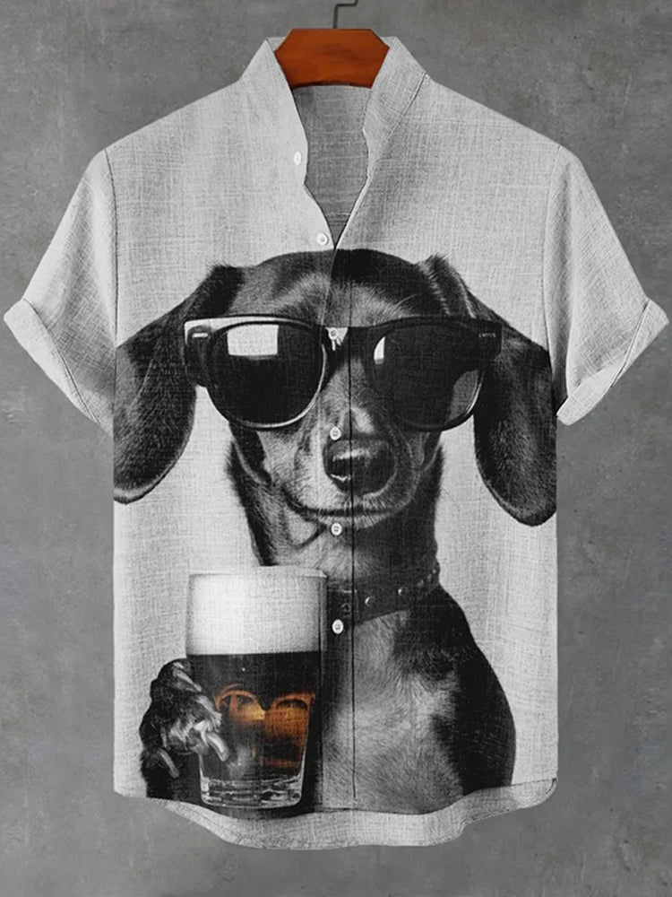 Men's Dachshund Art Pattern Casual Shirt