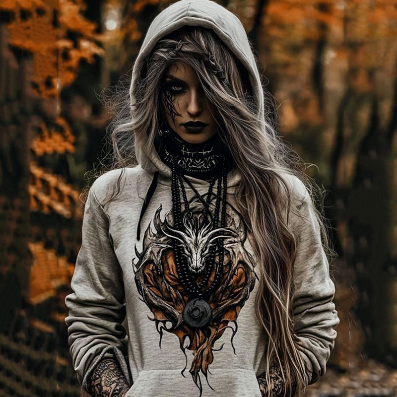 Women's Tribal Viking Dragon Casual Hoodie