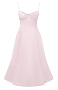 Bustier A Line Mesh Detail Midi Dress Pink