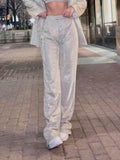 Classic Fashion Sequined Loose Flared Suit Straight Pants