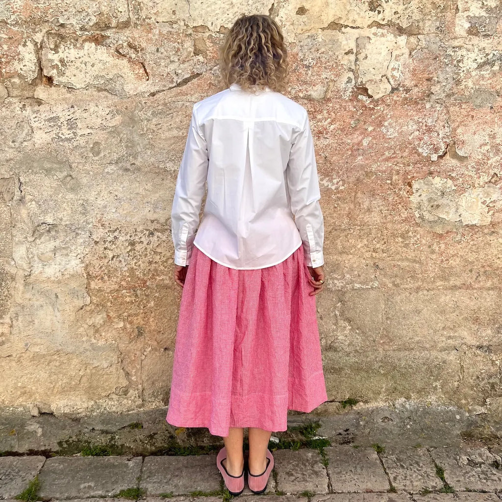 Blouse 09 - Minimalist French Notched Blouse Fluid White Shirt | Dadihouse