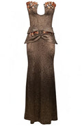 Strapless Floral Maxi Dress Brown