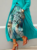 Women’s Stylish Leopard Print Casual Wide Denim Pants