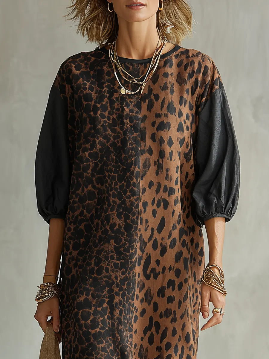 Bohemian Brown Leopard Print Maxi Dress