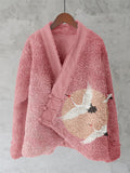 Flying Cranes Japanese Art Fleece Kimono Cardigan