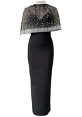Crystal Cape Maxi Dress Black