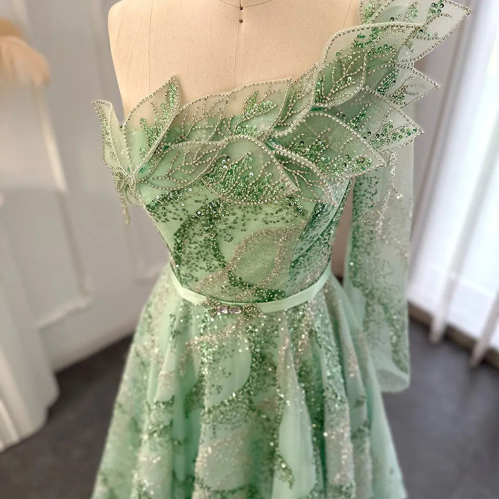 Dreamy Vow Luxury Dubai Ball Gown Gold Evening Dresses for Women Wedding 2023 Elegant One Shoulder Prom Formal Party Gown 359