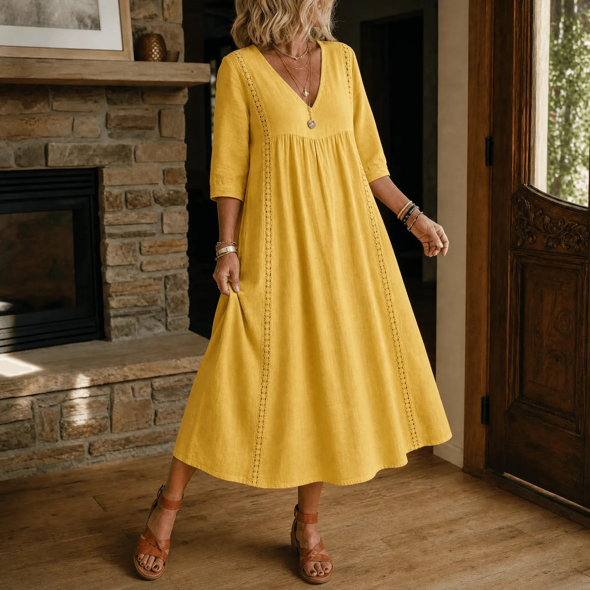 Virella – Women's Relaxed Midi Dress with Pockets