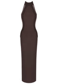 Braided Mesh Insert Maxi Dress Brown