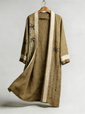 Retro Japanese Bamboo Patterned Linen Flowing Kimono