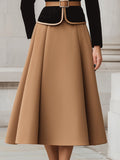 Elegant High-Waist A-Line Midi Skirt