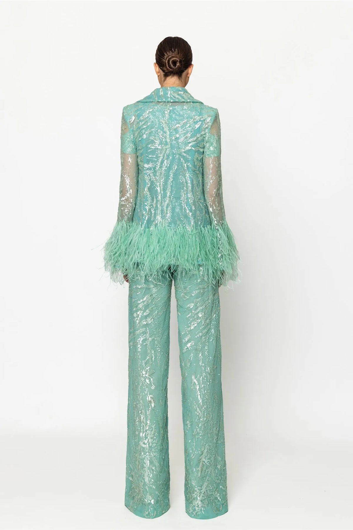 Fully embroided jumpsuit with jacket