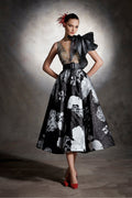 Brocade organza midi dress