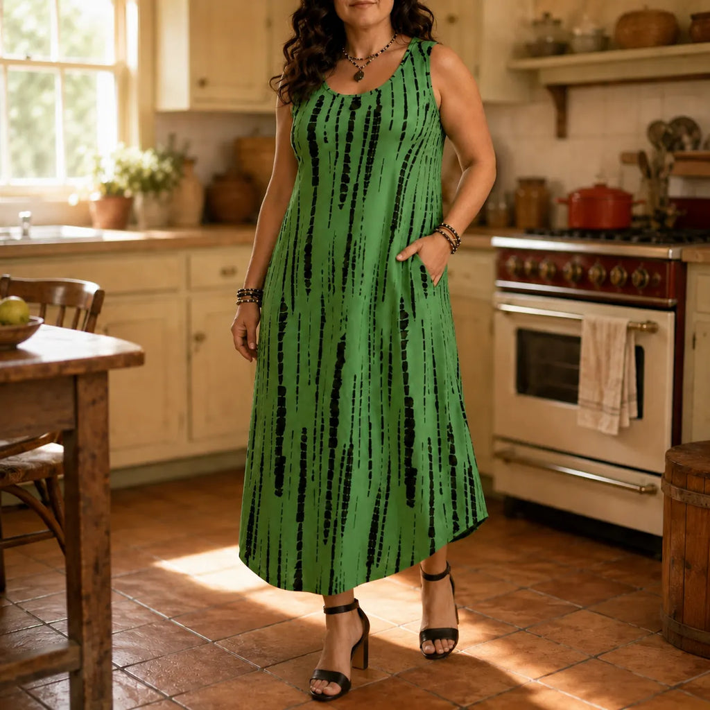 Soliera – Relaxed Fit Sleeveless Midi Dress With Pockets