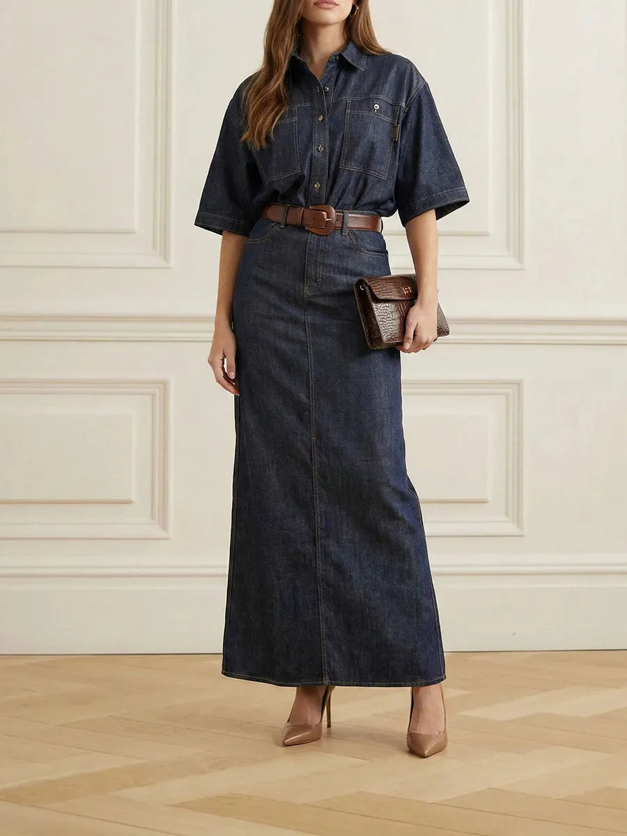 Column No Belt Solid Color Zipper Skirts Bottoms