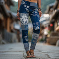 Women's Japanese-style Floral Art Pattern Casual Leggings