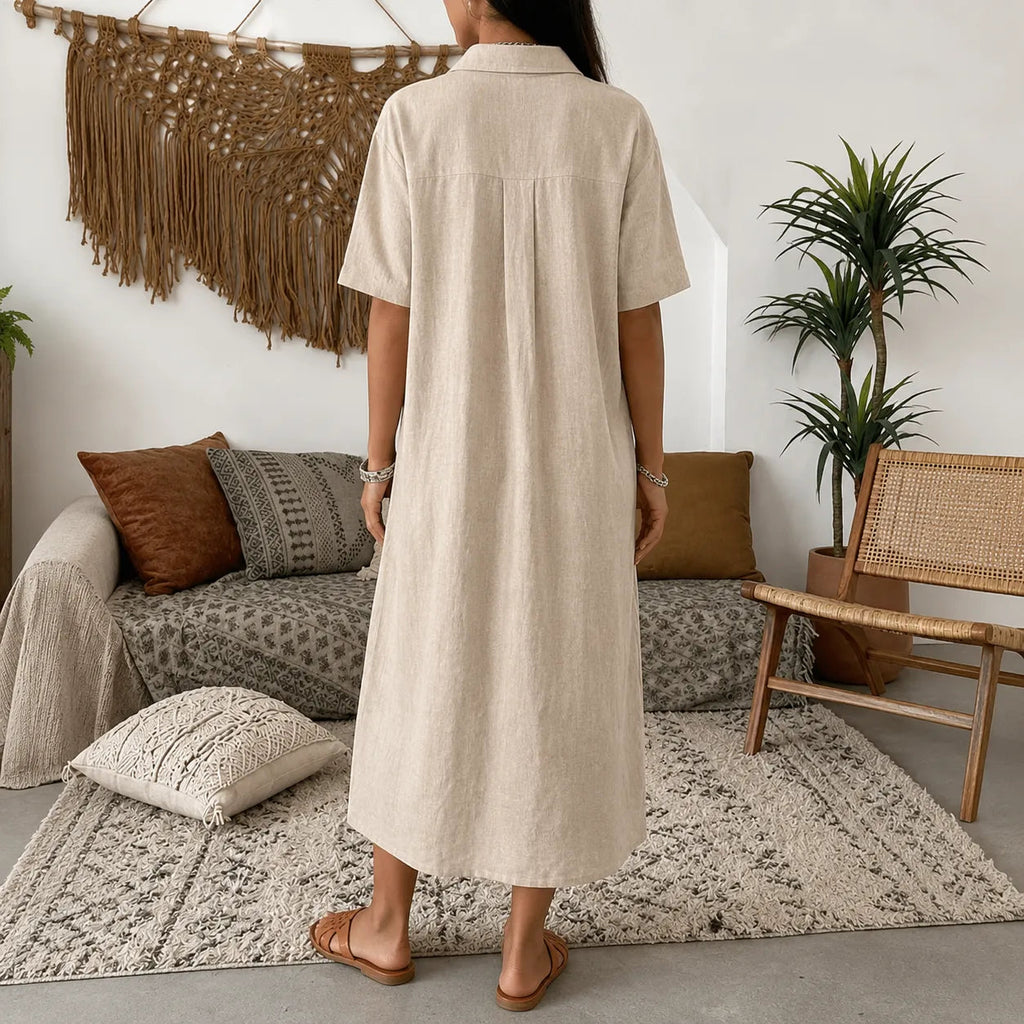 Lunavia – Women's Oversized Midi Shirt Dress