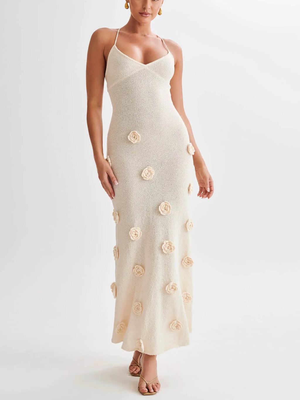 Knitted Floral Midi Dress