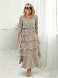 Maxi Dress Vacation Bohemia Multi-plant Floral Print Cascade Boho Dress