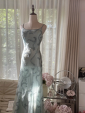 Lit Blue Gorgeous Sparkling Fashion Elegant Exquisite Beaded Long Chiffon Fairy Ball Gown Evening Dress Birthday/Wedding Guest/Vacation Party Dress Prom Dress Valentine's Day Date Dress 4036