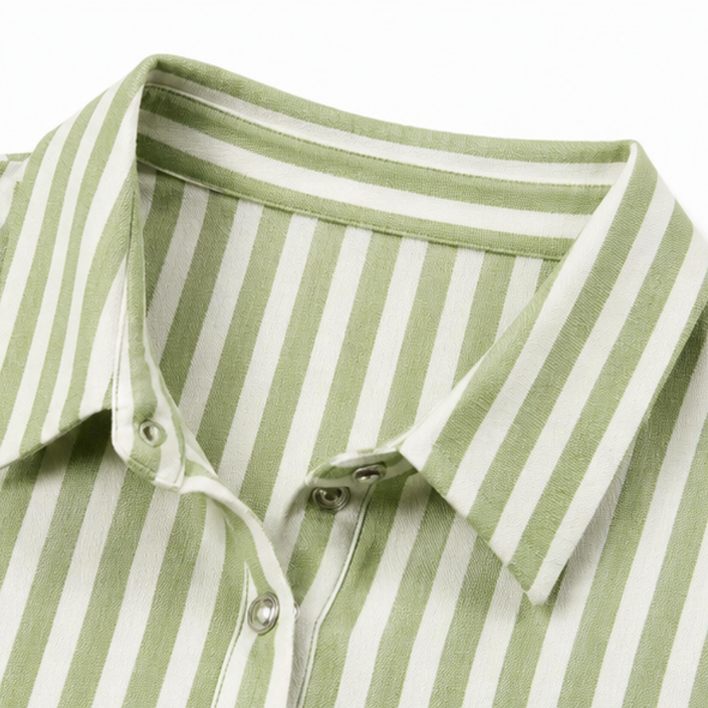 Marella – Oversized Striped V-Neck Popover Blouse
