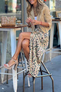 Morandi leopard print slit maxi skirt