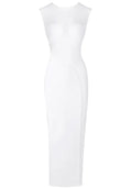 Sleeveless Mesh Insert Maxi Dress White