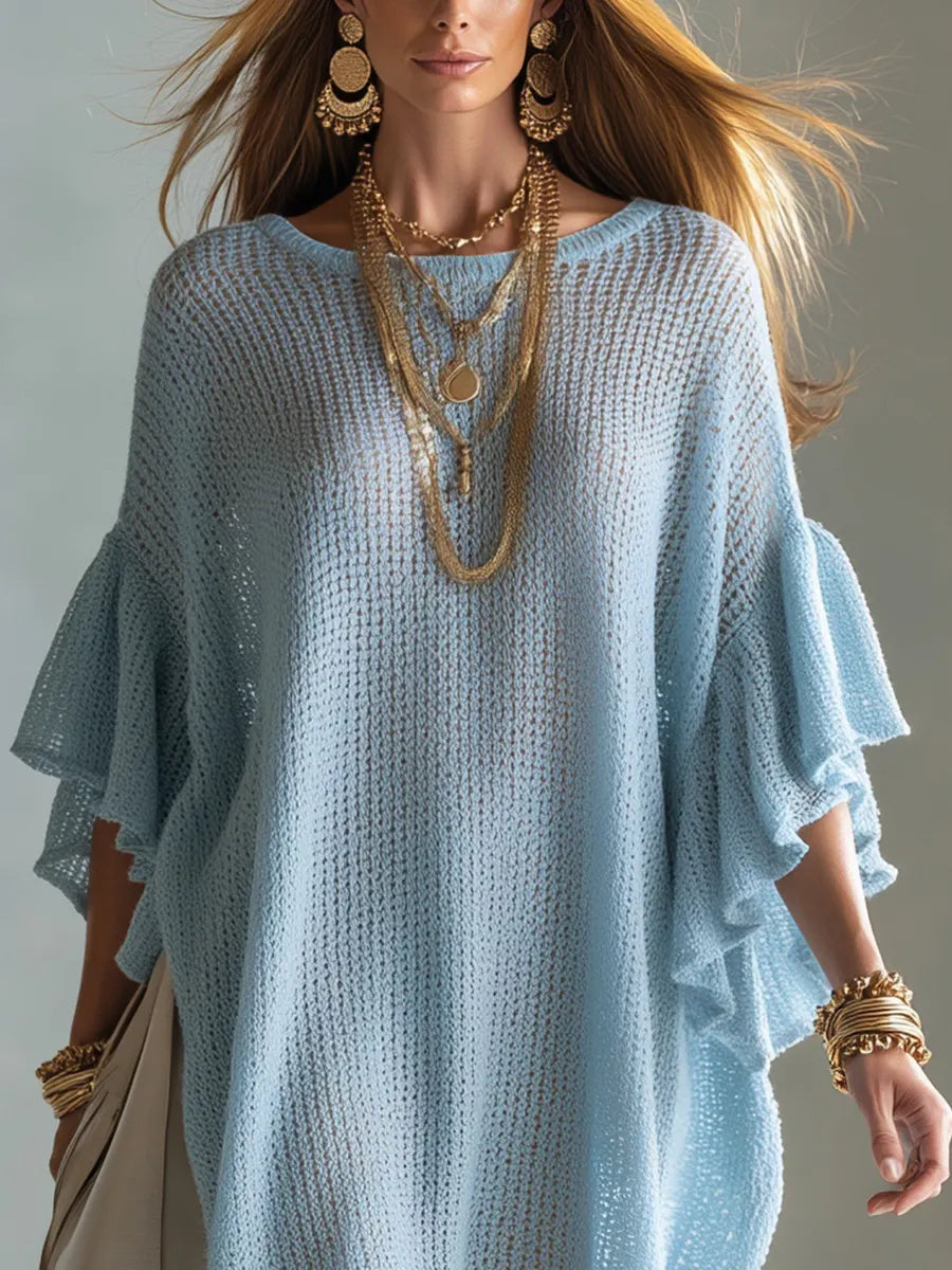 Bohemian Blue Knitted Mini Dress