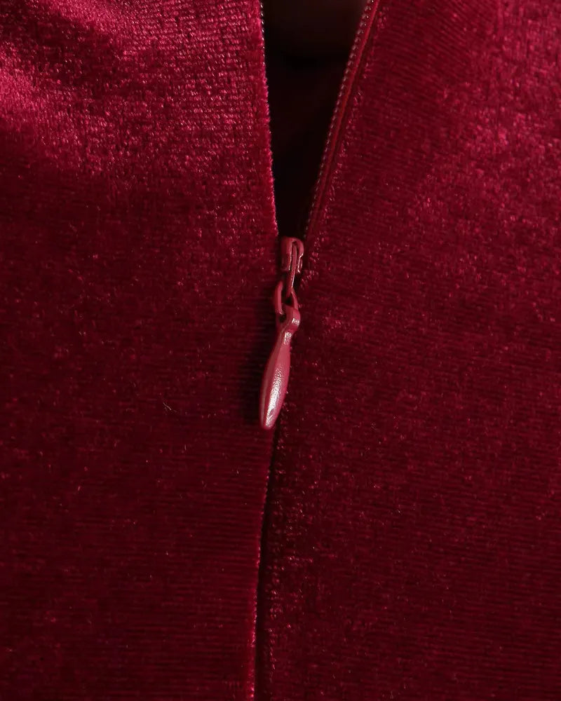 Bustier A Line Velvet Dress Burgundy