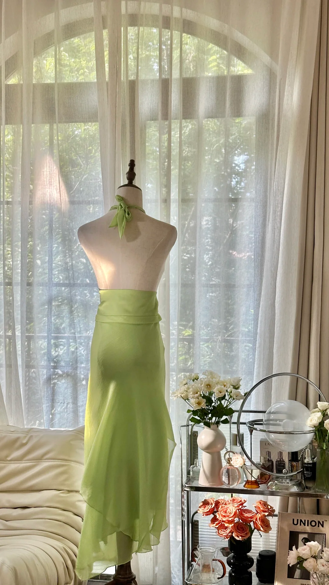Lit Green Shiny Fashion Elegant Exquisite Beading Long Chiffon Fairy Ball Gown Evening Dress Birthday/Wedding Guest/Holiday Party Dress Prom Dress Valentine's Day Date Dress 4038