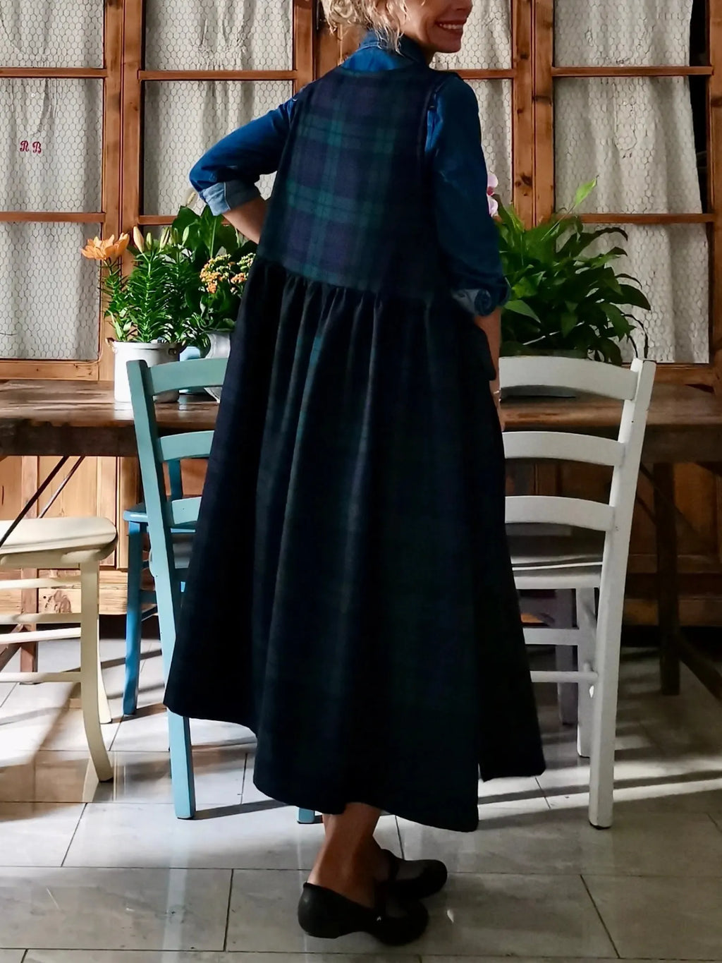Green and Blue Plaid Apron
