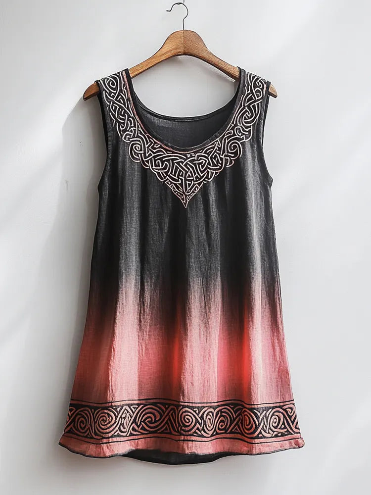 Women's Viking Celtic Knot Pattern Art Linen Sleeveless Top
