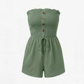 Solaire – Smocked Strapless Wide-Leg Romper