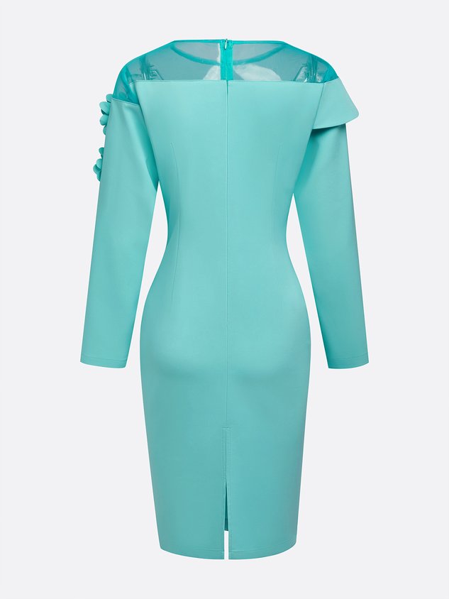 Elegant 3D Floral Crew Neck Formal Dress