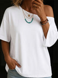 Women's Asymmetrical-neck Cotton Top