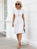 Textured Fabric Zipper Short Sleeve Slim Fit Hip Wrap Fashion Temperament Casual Versatile Dress
