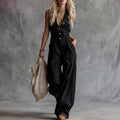 Effortless Boho Linen Jumpsuit: Breathable High-Waist Utility One-Piece for Summer