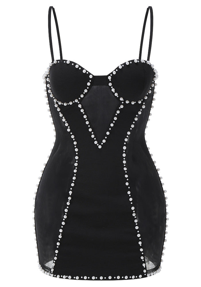 Pearl Corset Dress Black