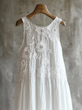 Classy Flowers Embroidered Lace Linen Tank Dress